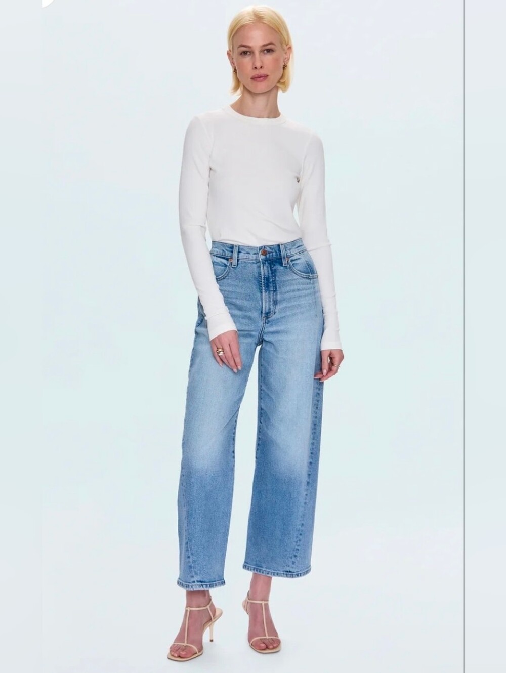 Pistola Light Wash Kyra High Rise Bowed Ankle Barrel Leg Jeans In Terrace Wash